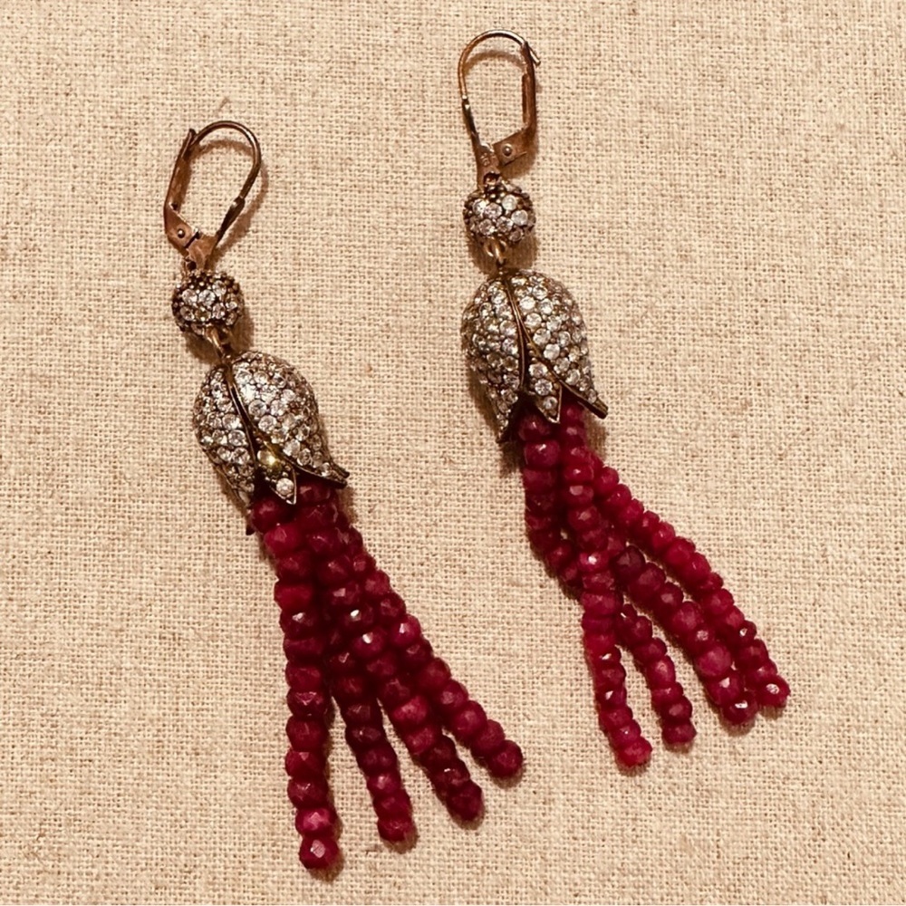 Grand Bazaar | Earrings | Drop Ruby & CZ - Picture 10 of 12